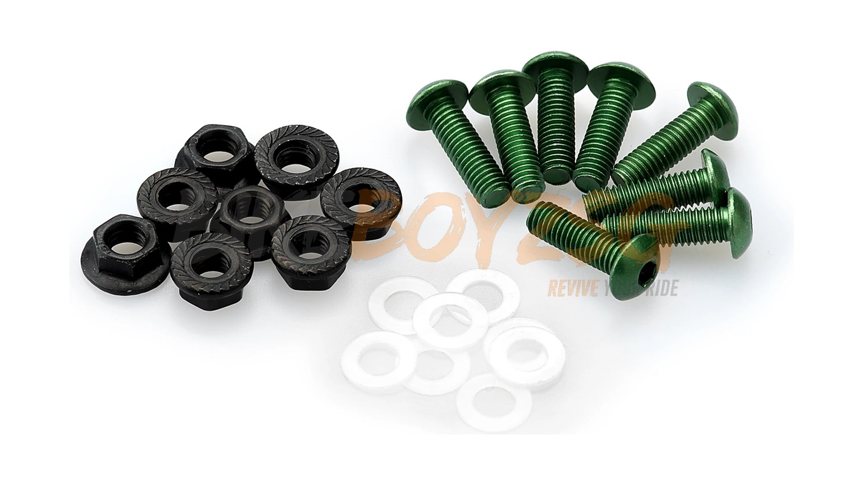 SCREW KIT ANODIZED FOR SCREENS WITH SILENTBLOCKS - GREEN