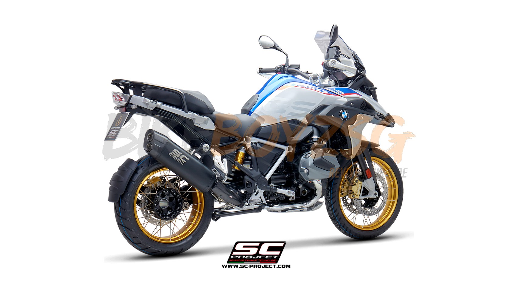 BMW R 1250 GS (2019 - 2024) - ADVENTURE, TITANIUM MATT PAINTED MUFFLER WITH CARBON FIBER ENDCAP